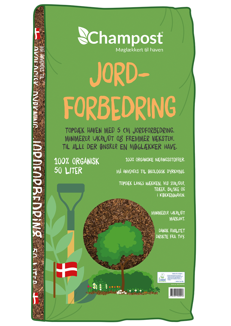 Champost Jordforbedring 50 L
Tilbud: 3 poser kun kr. 229,-
fås også i Big Bag 3000L. frit leveret på din adresse
kr. 2560,-